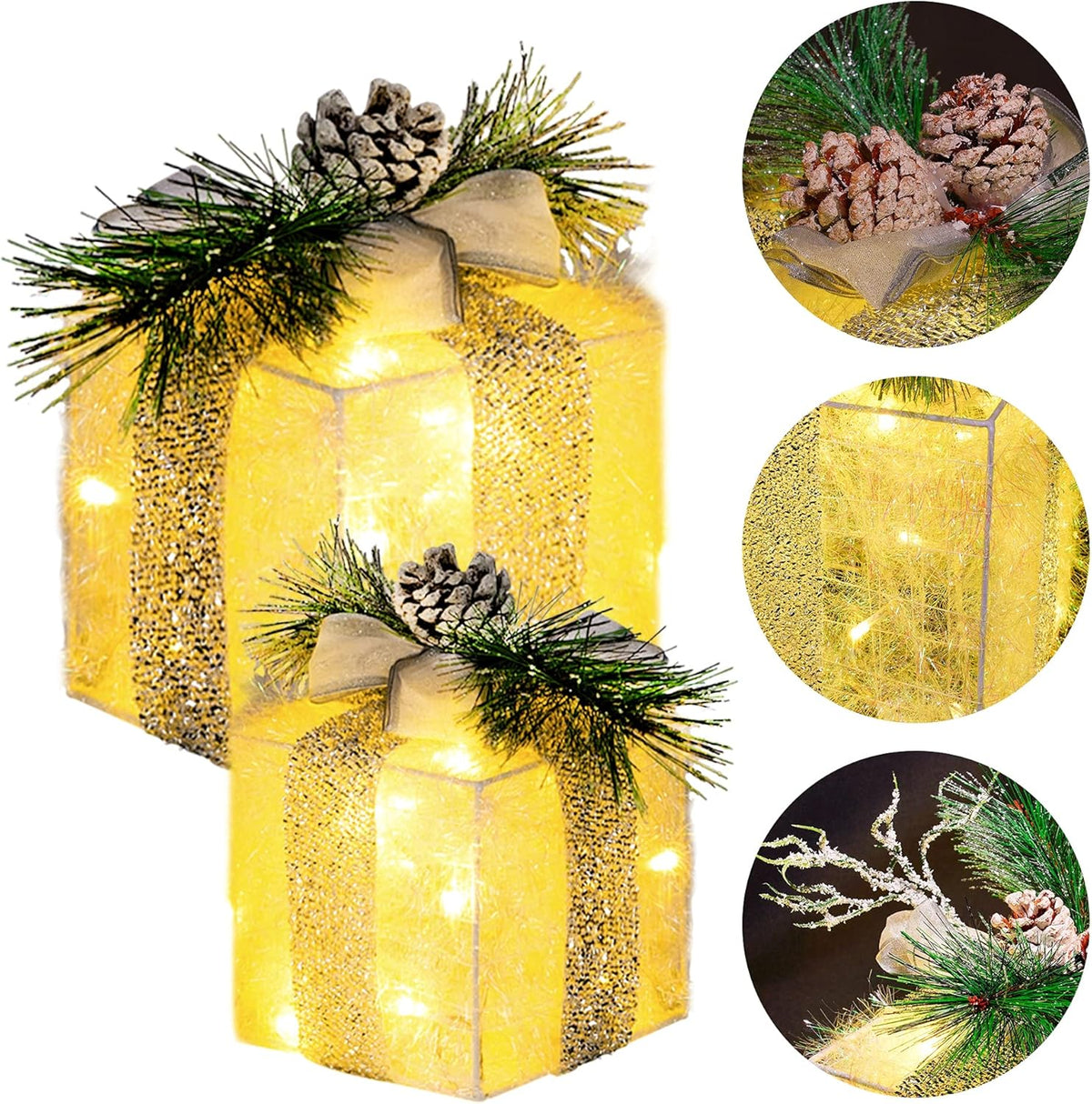 Verlichte kerstcadeau dozen