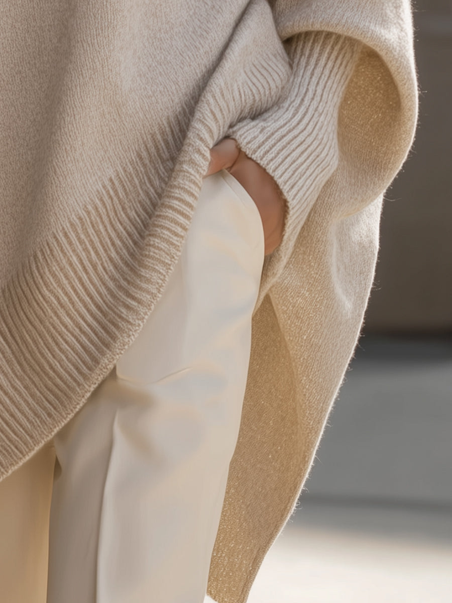 Marita | Oversized damestrui van wolmix met asymmetrische zoom