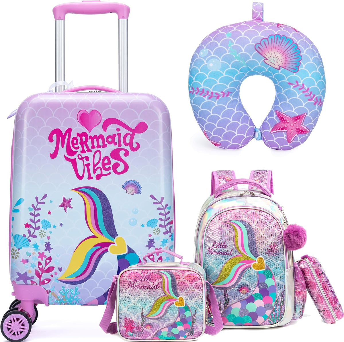 Kinder bagage set 5-delig met hard shell en spinnerwielen