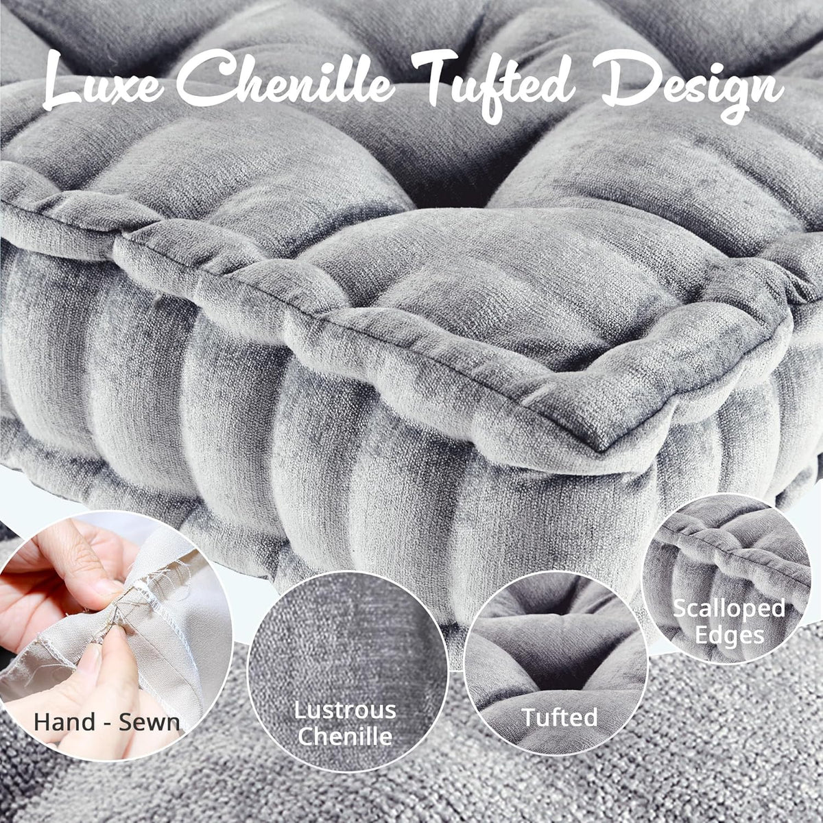 Chenille vloerkussen voor yoga en meditatie
