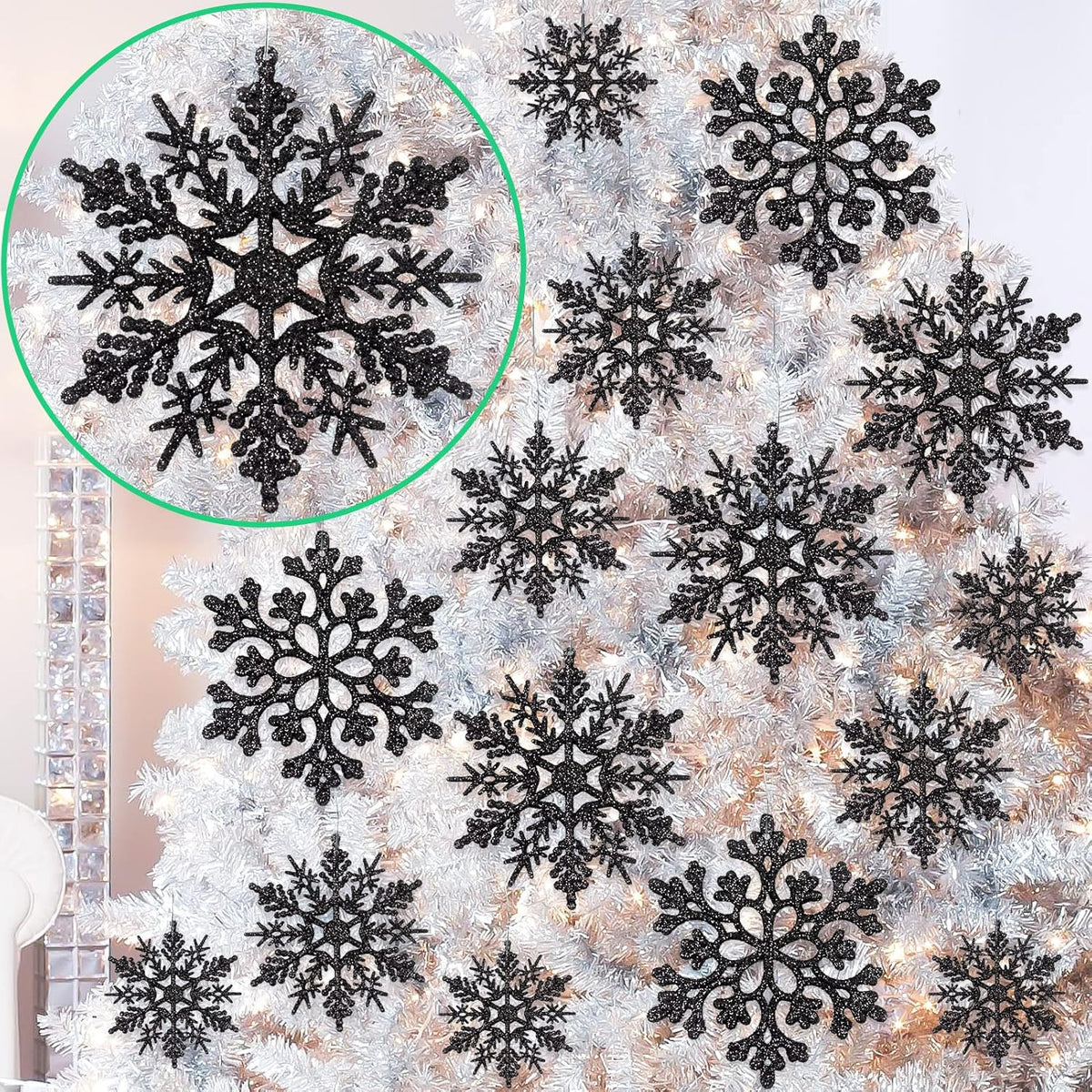 Sneeuwvlok kerstornamenten set