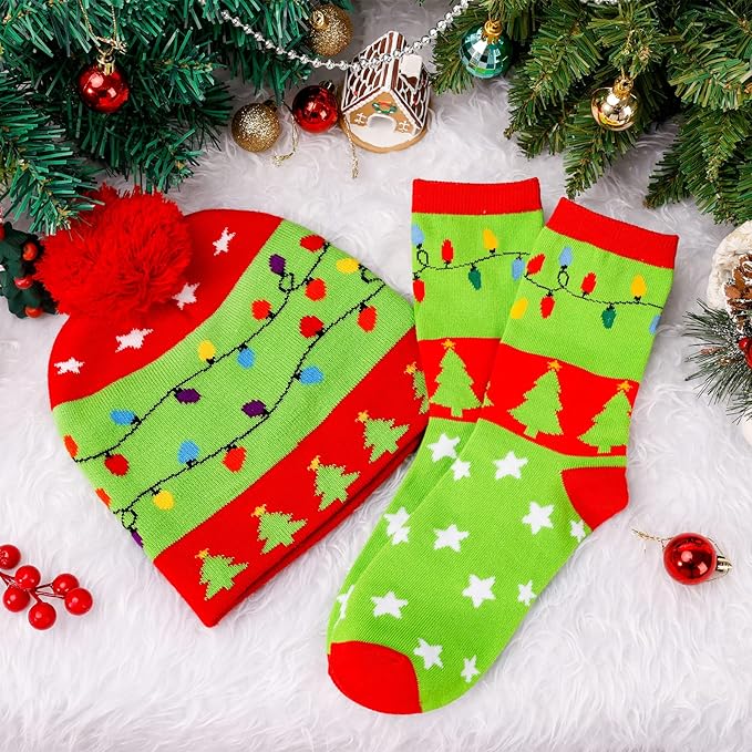 Kerst LED beanie & sokken set