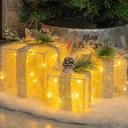 Verlichte kerstcadeau dozen