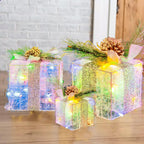 Verlichte kerstcadeau dozen