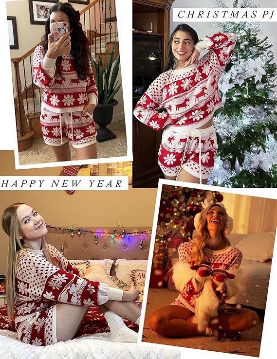 Casual kerst gebreide pyjama