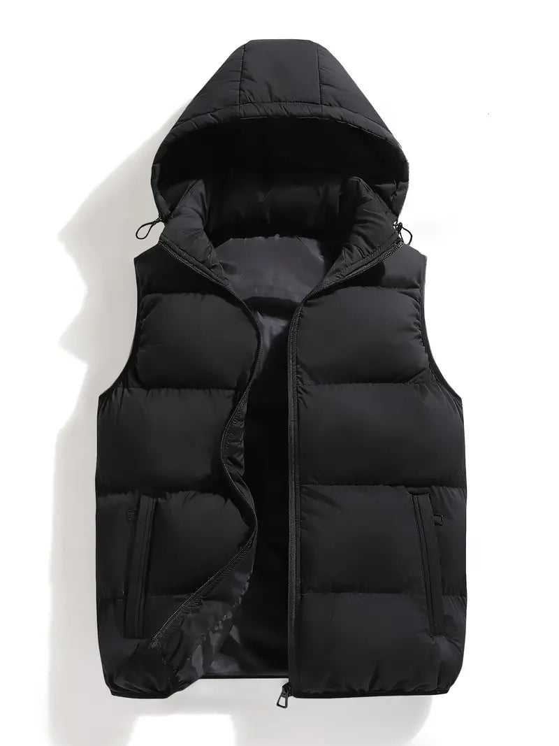 Gewatteerde heren bodywarmer met capuchon