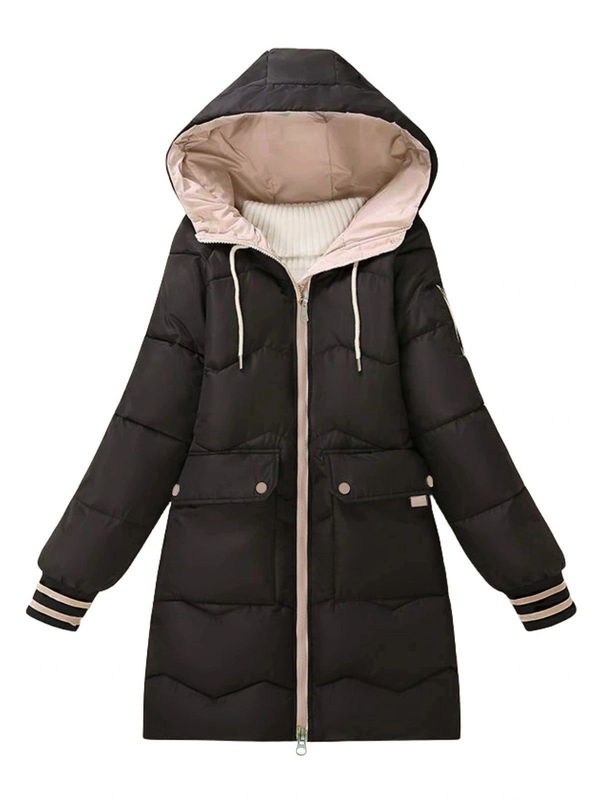 Warme gewatteerde hoodie jas met rits