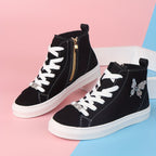 Hoge canvas kindersneakers Lunel met vlinderstrik
