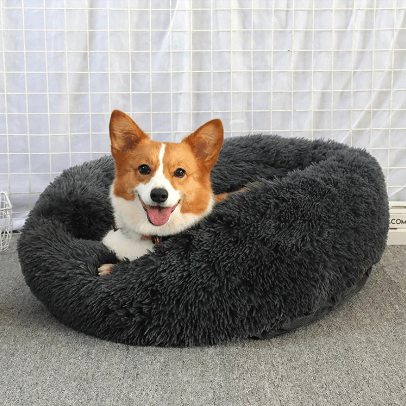 Pluchen huisdierenbed in donutvorm