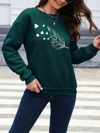 Casual sweatshirt met verenprint