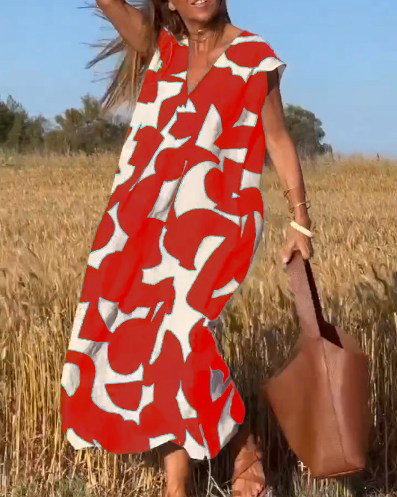 V-Hals maxi jurk met print