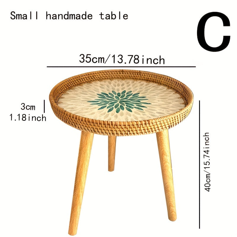 Scandinavische rotan bijzettafel