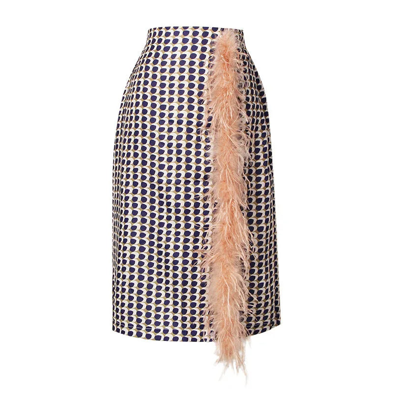 Tweedelige chiffon zomerset met riem en rok