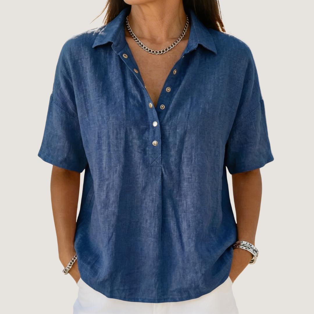 Nancy | Lichte damesblouse met kraag en knopen