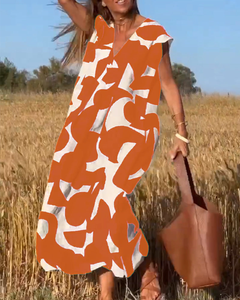 V-Hals maxi jurk met print