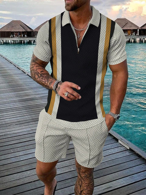 Tweedelige heren zomerset met polo en shorts
