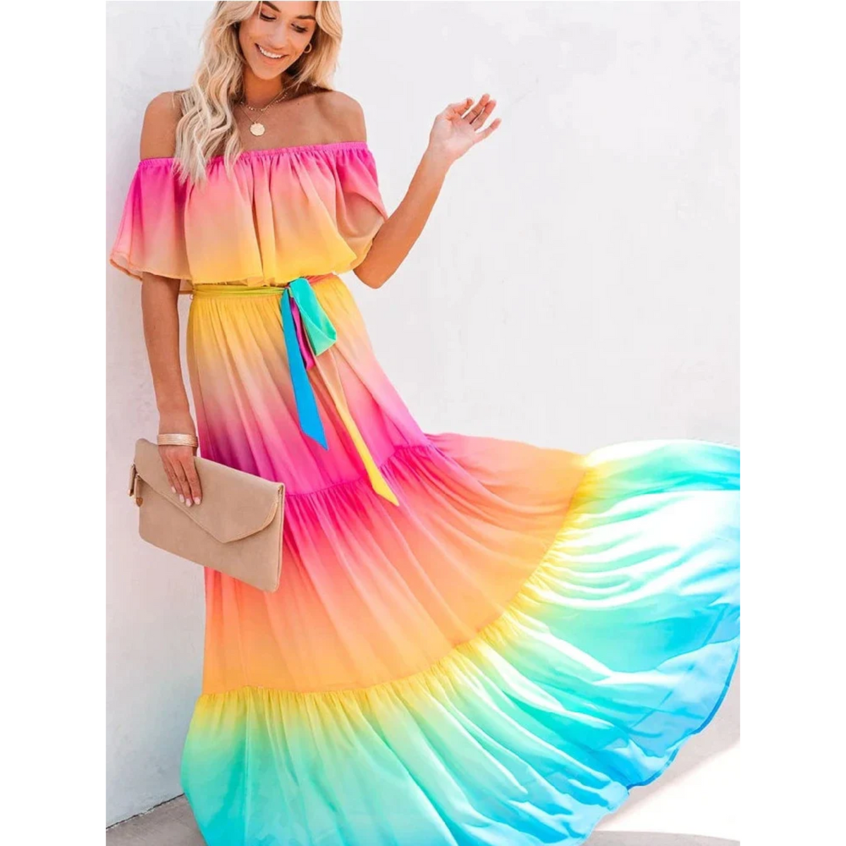 Multicolor zomerjurk met flatterende pasvorm