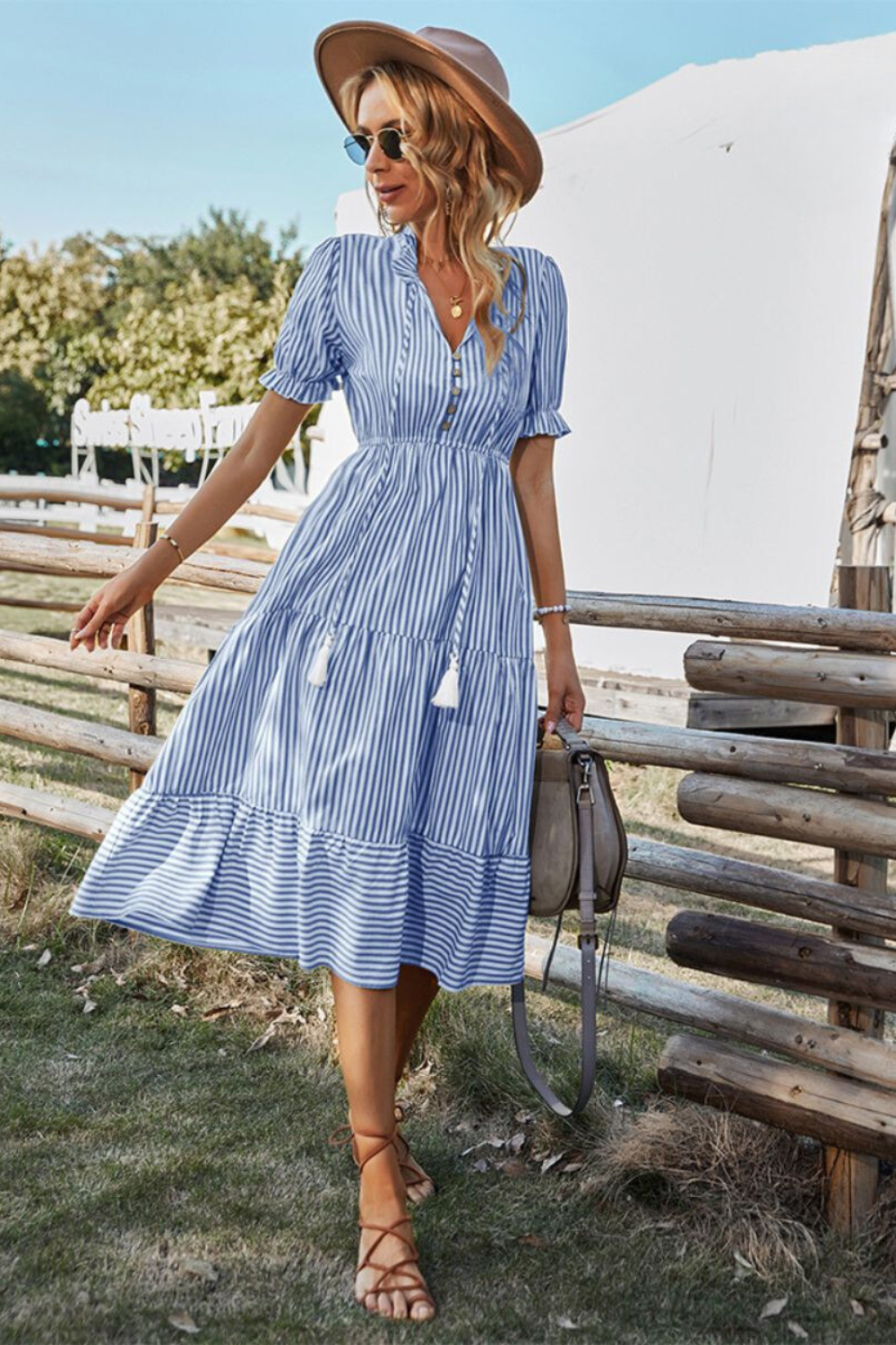 Gestreepte zomer midi jurk