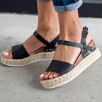 Dames plateau espadrille sandalen met sleehak & bandjes