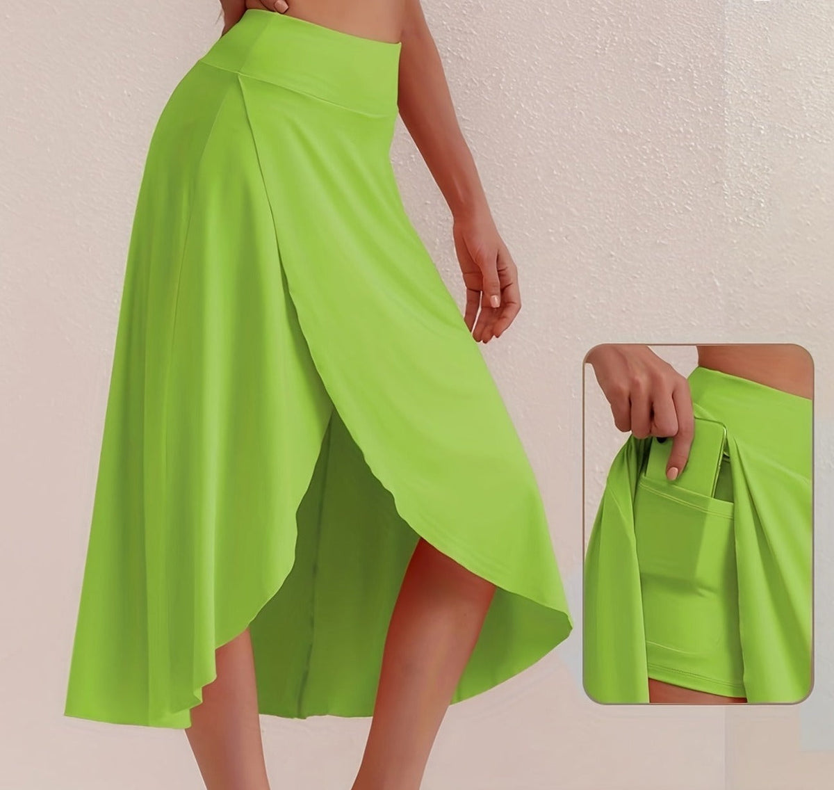 Sportieve rok met hoge taille en asymmetrische snit