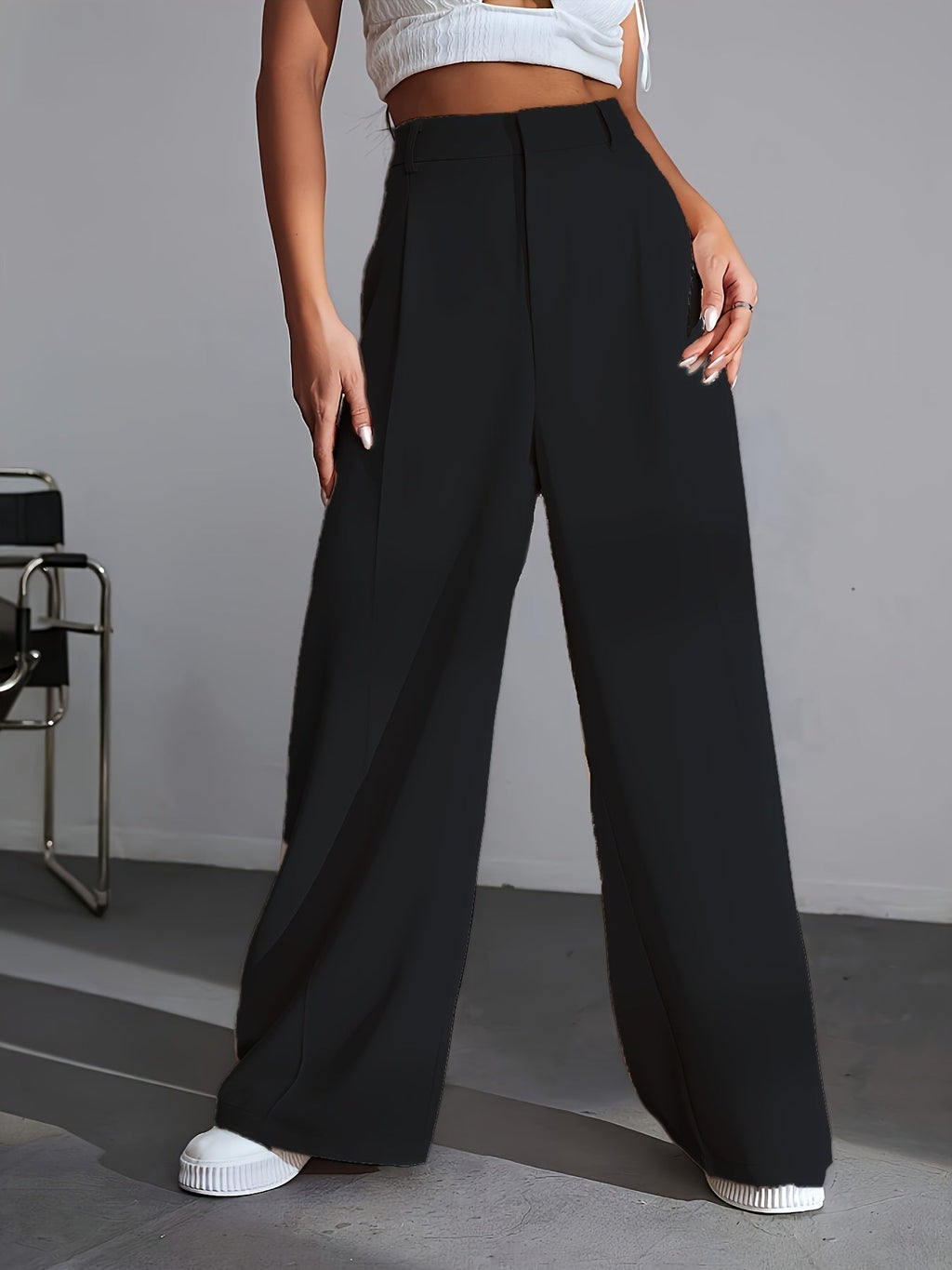 Effen broek met wijde pijpen