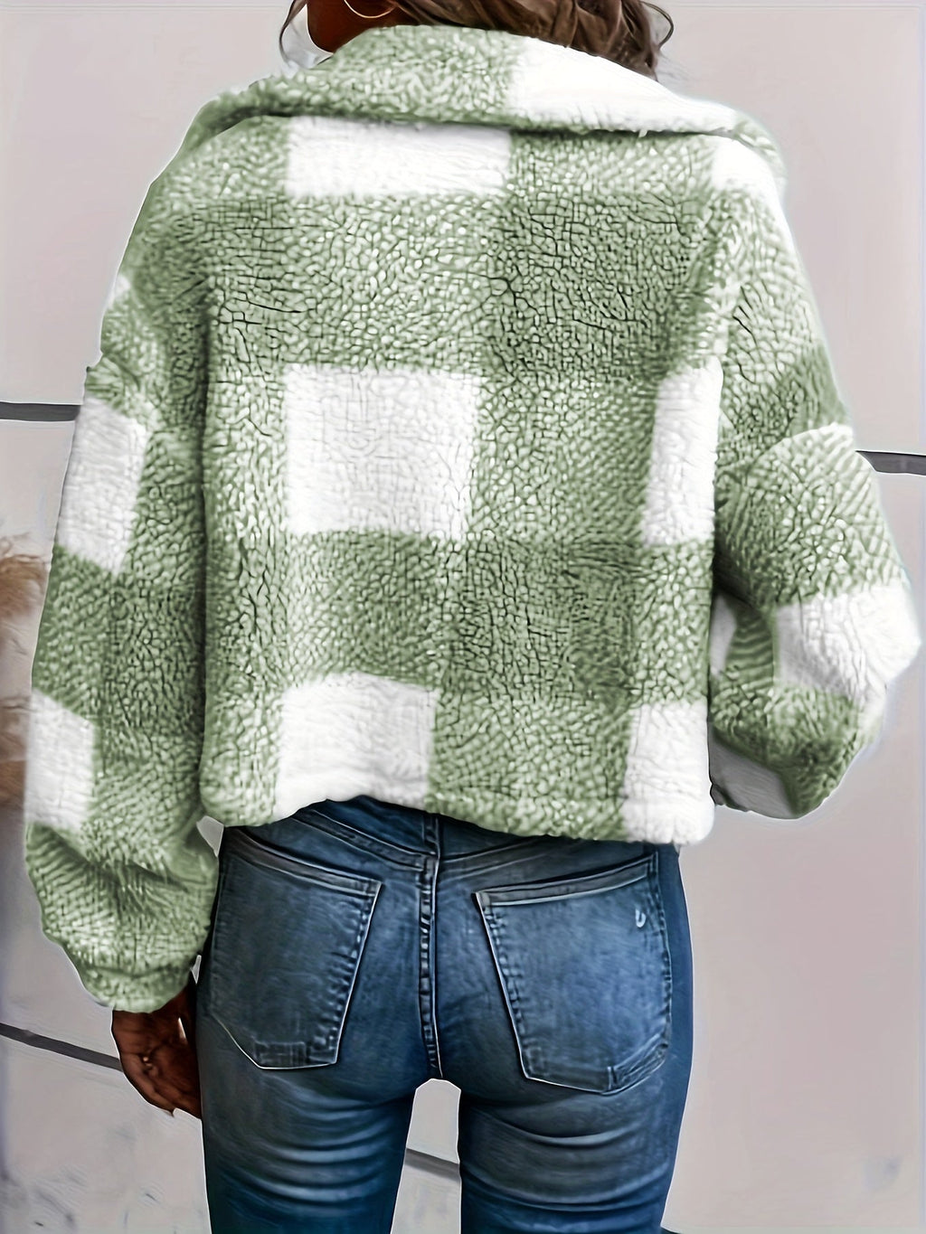 Geruite teddyjas met knoopsluiting