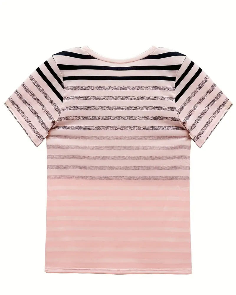 Gestreept dames T-shirt met ronde hals en kleurverloop