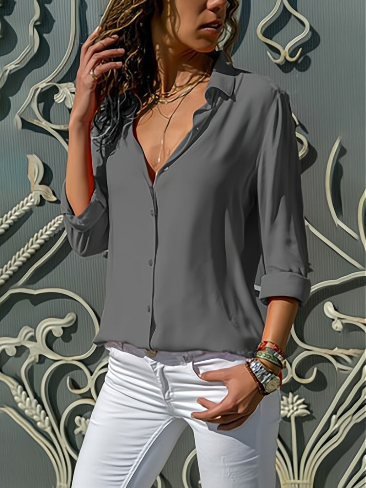 Losse damesblouse met knoopsluiting