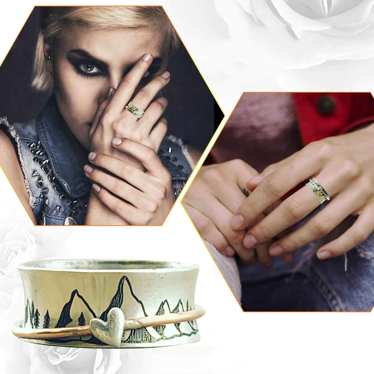 Loving mountain gepersonaliseerde spinner ring