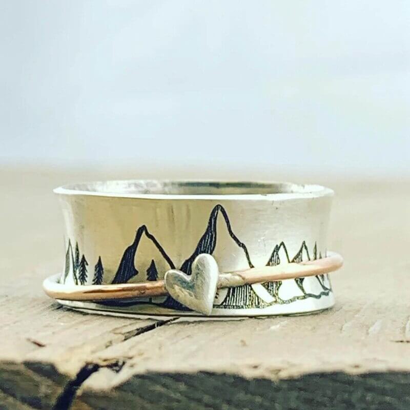 Loving mountain gepersonaliseerde spinner ring