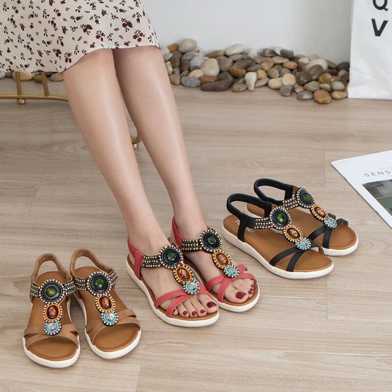 Boheemse sandalen met strass