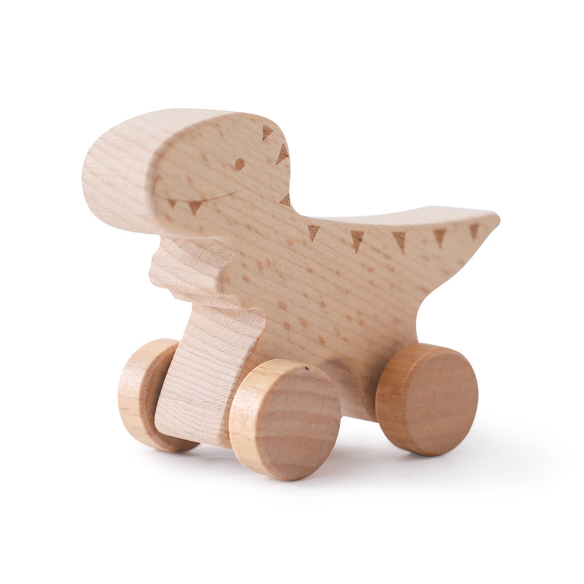 Houten dinosaurus met wieltjes voor kinderen