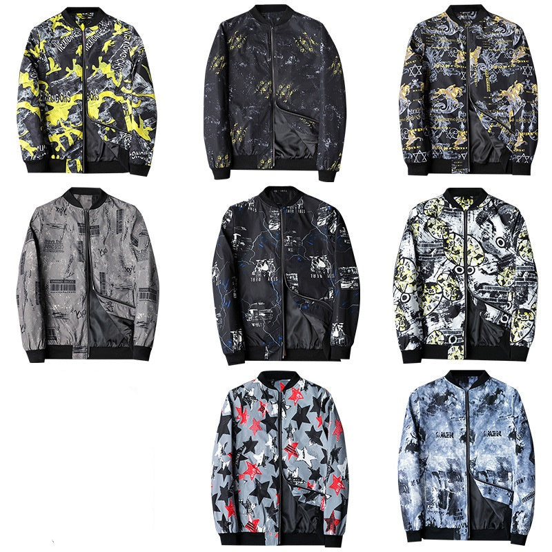 Heren bomberjack met abstracte print