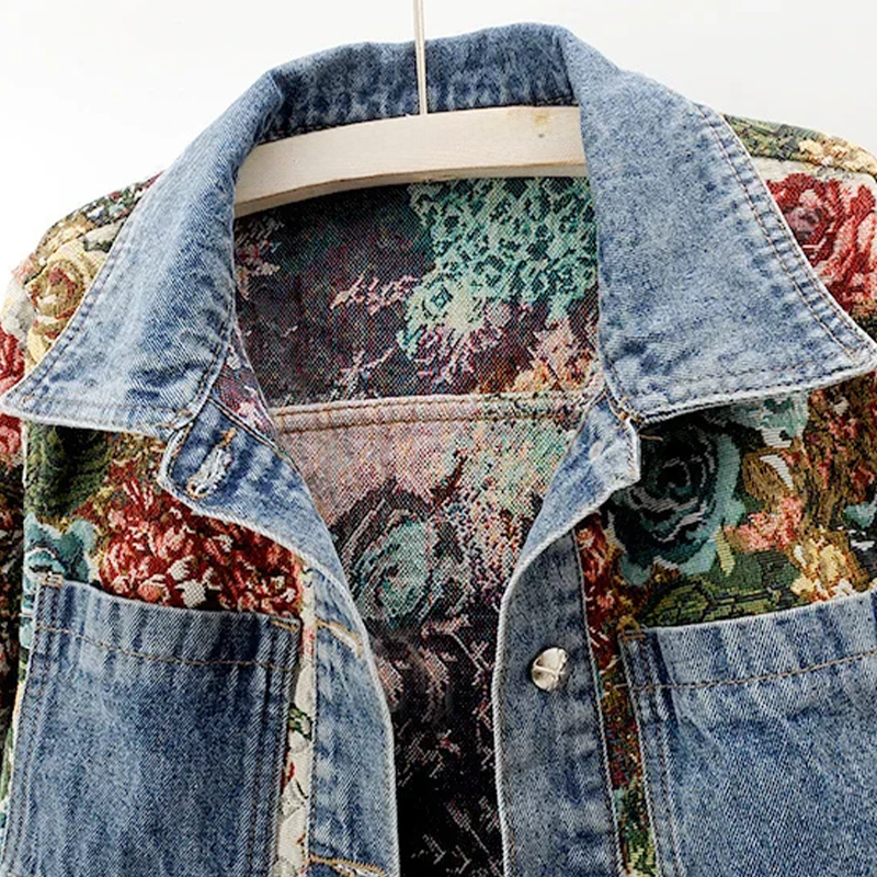 Bloemen denim jack voor dames