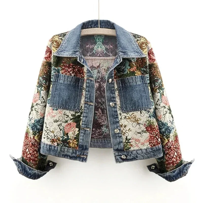 Bloemen denim jack voor dames