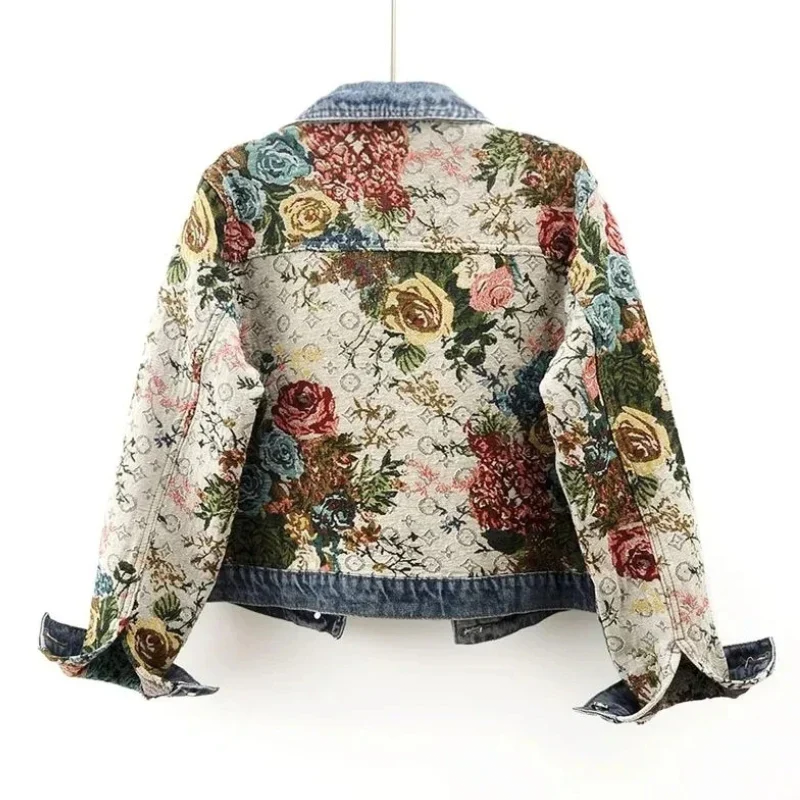 Bloemen denim jack voor dames