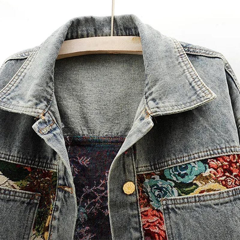 Bloemen denim jack voor dames