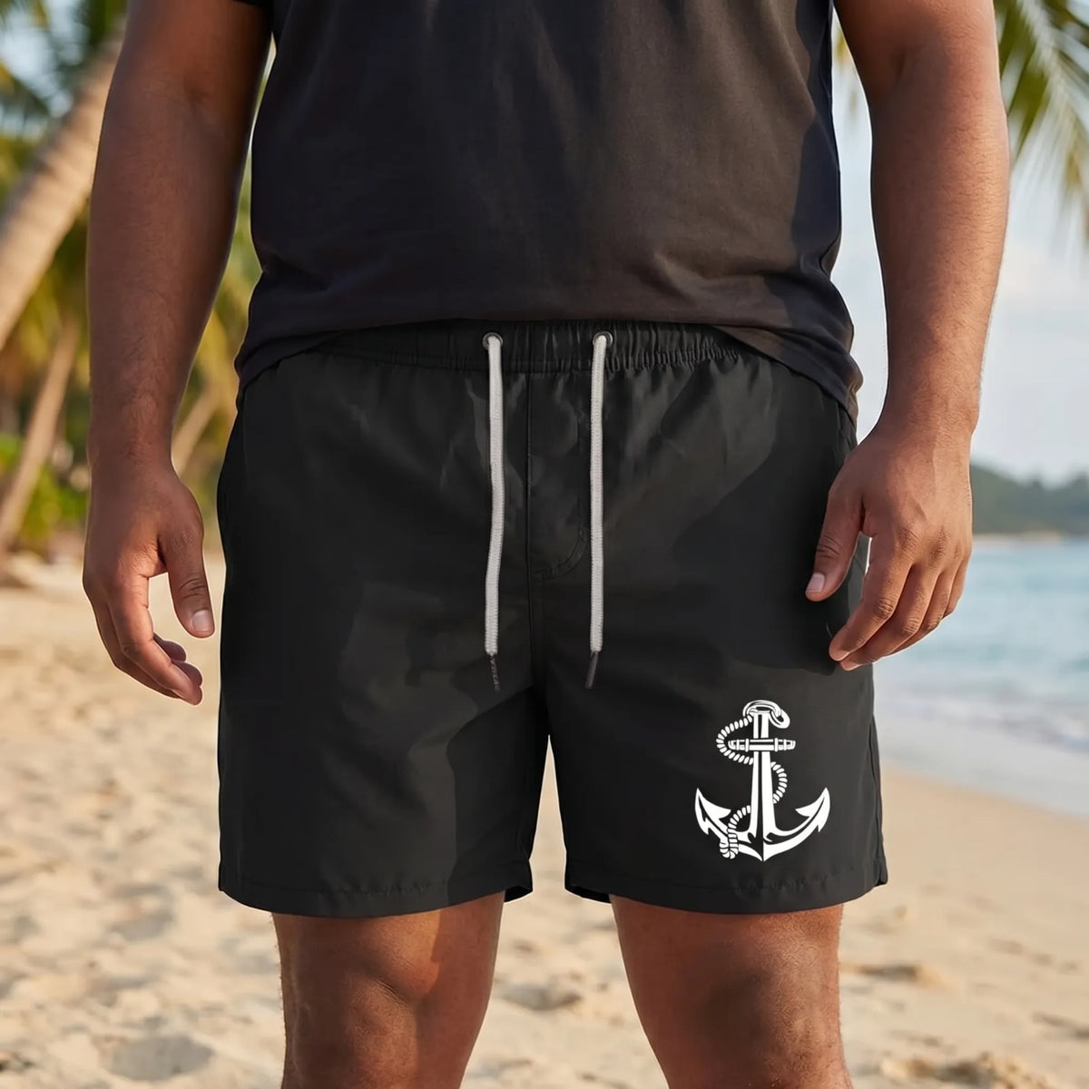 Zwemshorts met trekkoord tot boven de knie