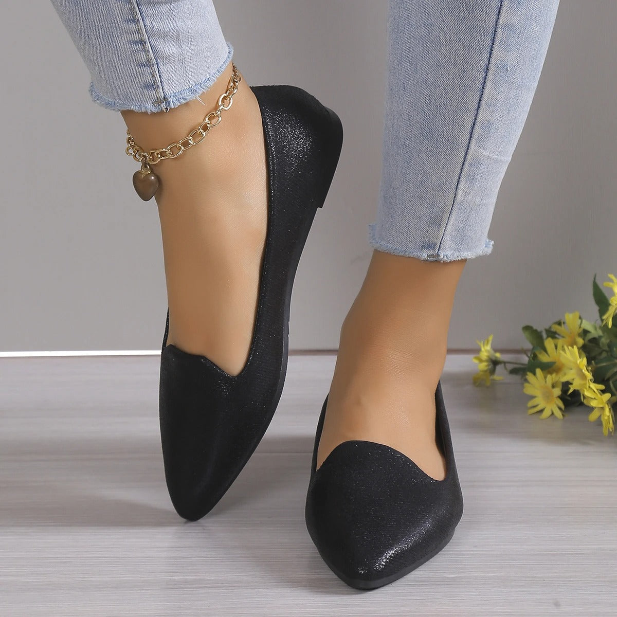 Punt ballerina's met stretch