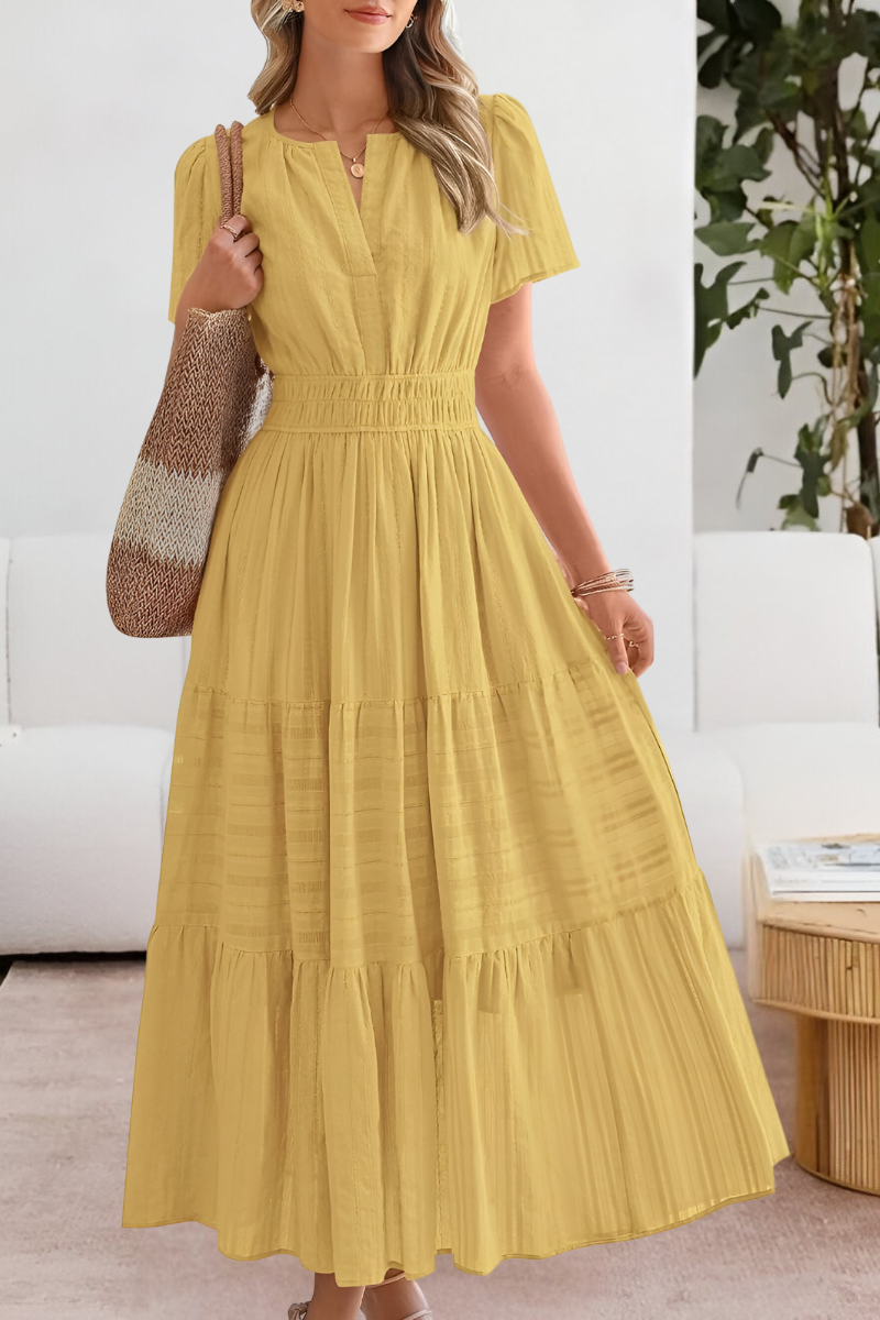 Kaylee | Gevoerde midi-jurk van katoenmix in bohostijl