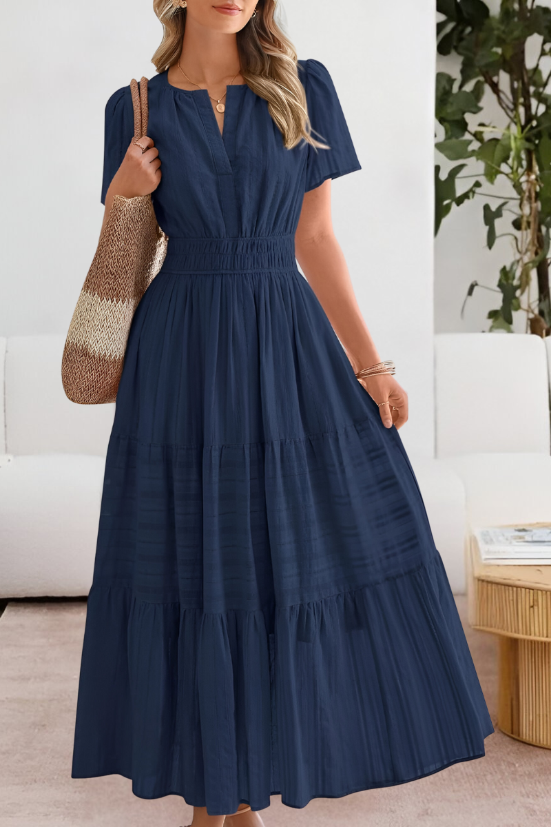 Kaylee | Gevoerde midi-jurk van katoenmix in bohostijl