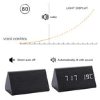 Houten LED wekker met spraakbesturing