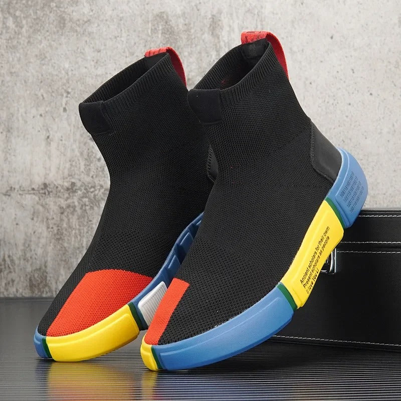 Lichte herensneakers in sok-stijl