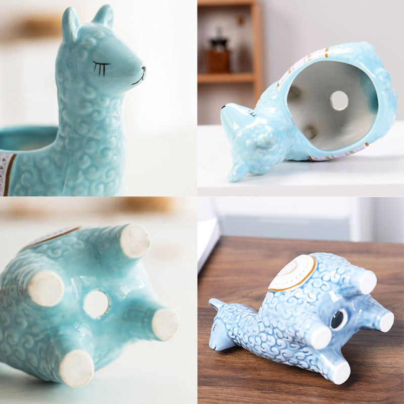 Bloempot met alpacamotief