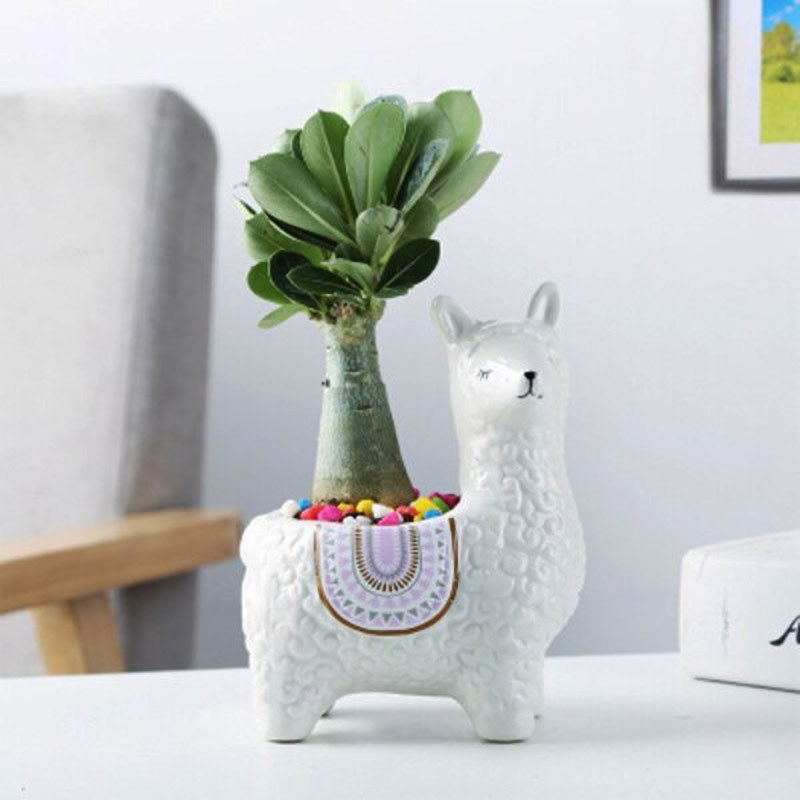 Bloempot met alpacamotief