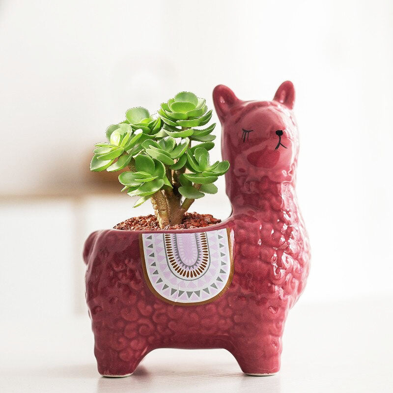 Bloempot met alpacamotief
