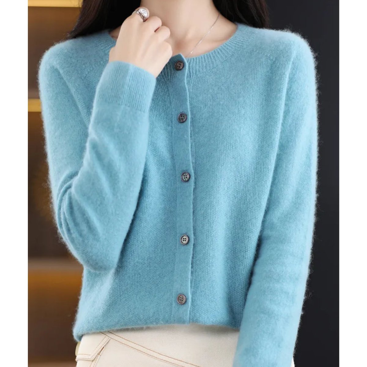 Ann | Damesvest van 100% merinowol met ronde hals
