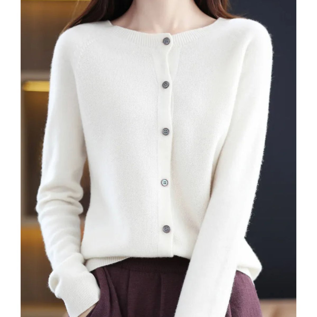 Ann | Damesvest van 100% merinowol met ronde hals
