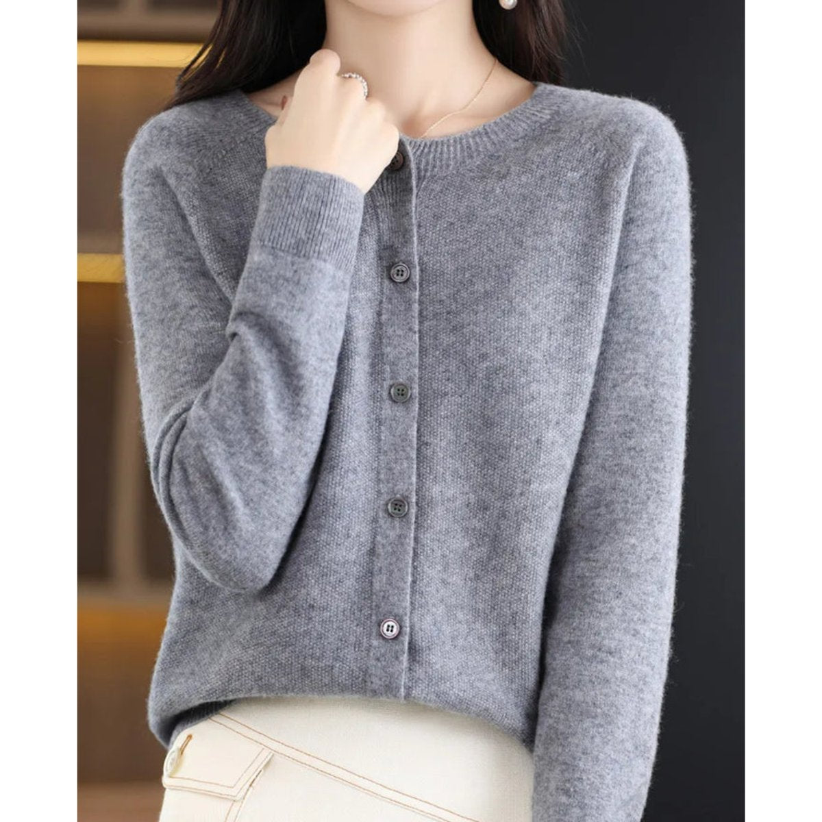 Ann | Damesvest van 100% merinowol met ronde hals