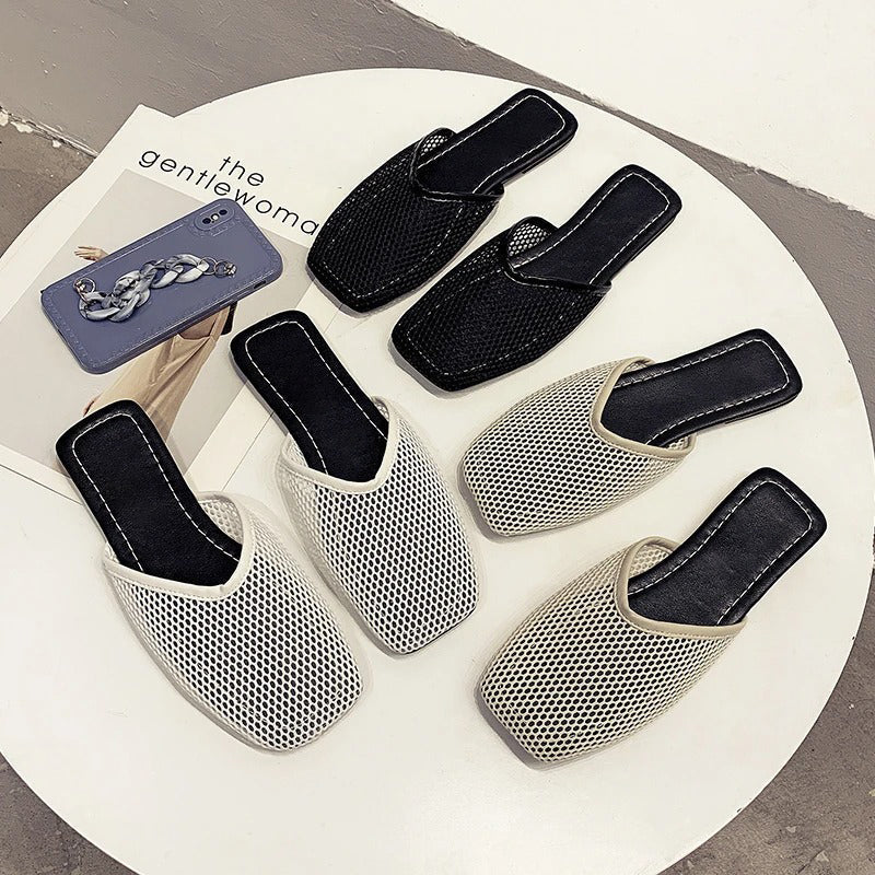 Dames mesh-slippers met gesloten neus